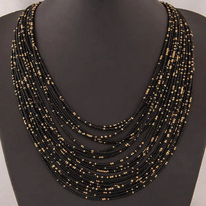 Collier Pendentif Ethniques Africains Multirangs noir
