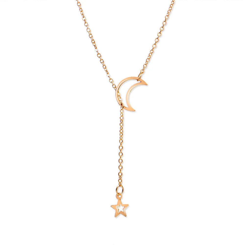 Collier Pendentif Etoile et Lune or