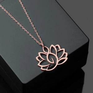 Collier Pendentif Femme Fleur de Lotus or rose