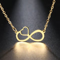 Collier Pendentif Femme Symbole Infini et Coeur or