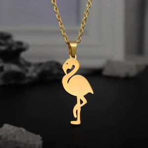 Collier Flamant Rose Majestueux Or