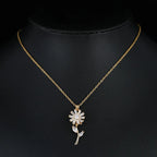 Collier Pendentif Fleur de Tournesol Tournante Anti-Stress or