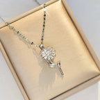 Collier Pendentif Fleur de Tournesol Tournante Anti-Stress argent