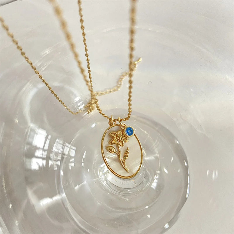 Collier Pendentif Fleur Signe du Zodiaque