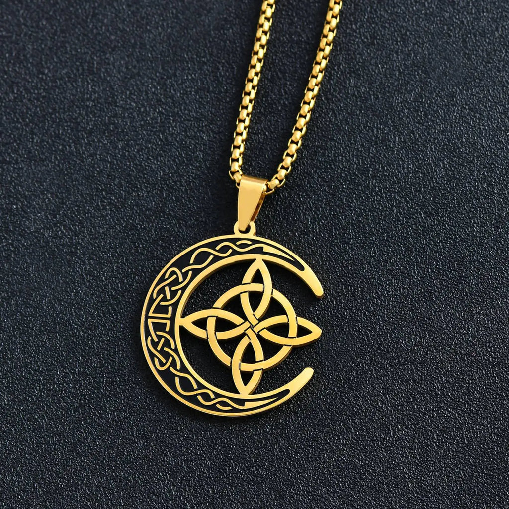 Collier Pendentif Lune Celtique