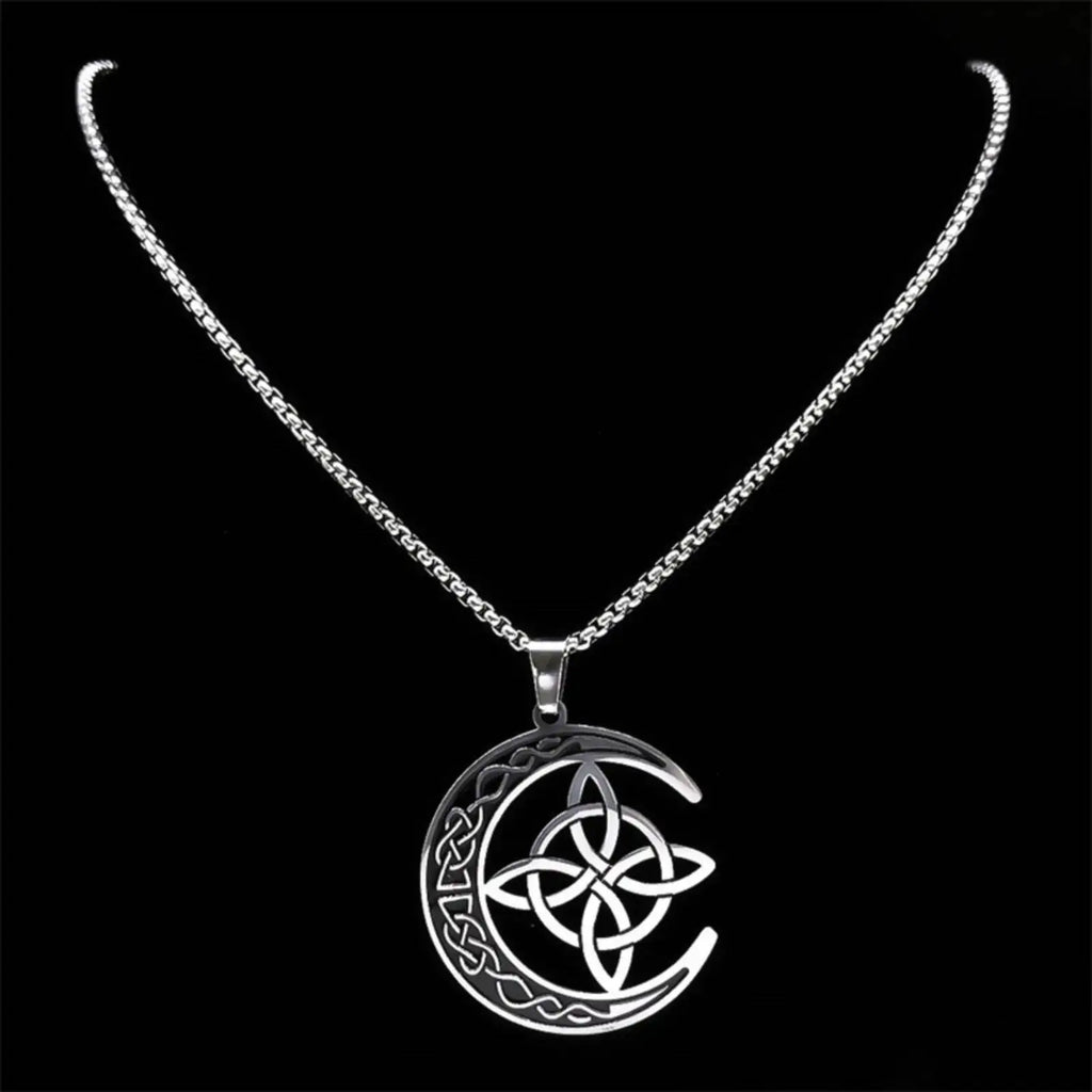 Collier Pendentif Lune Celtique