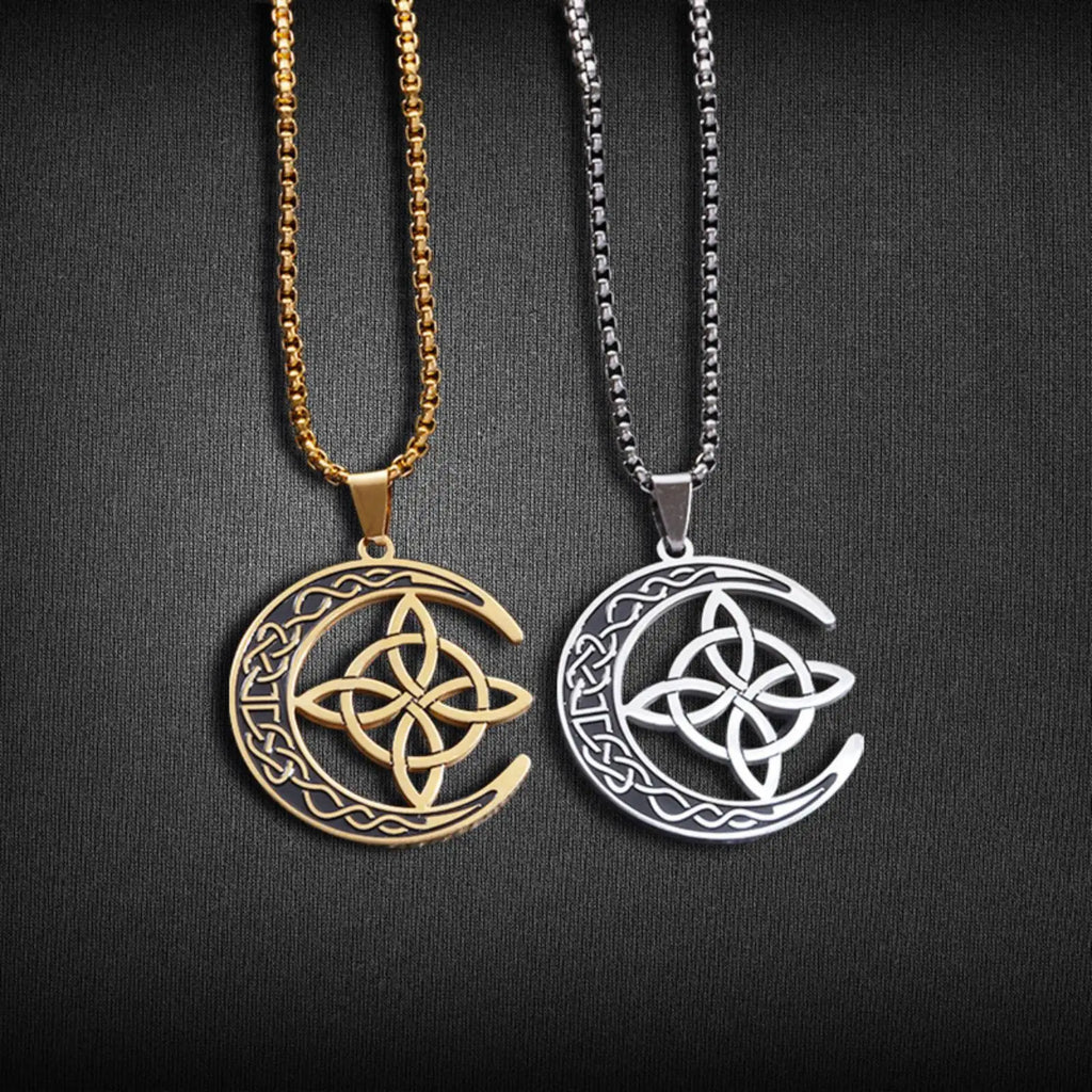 Collier Pendentif Lune Celtique