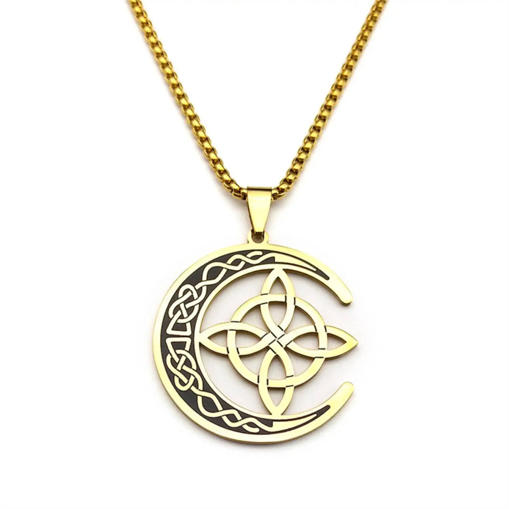 Collier Pendentif Lune Celtique