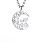 Collier Pendentif Lune de Chat argent