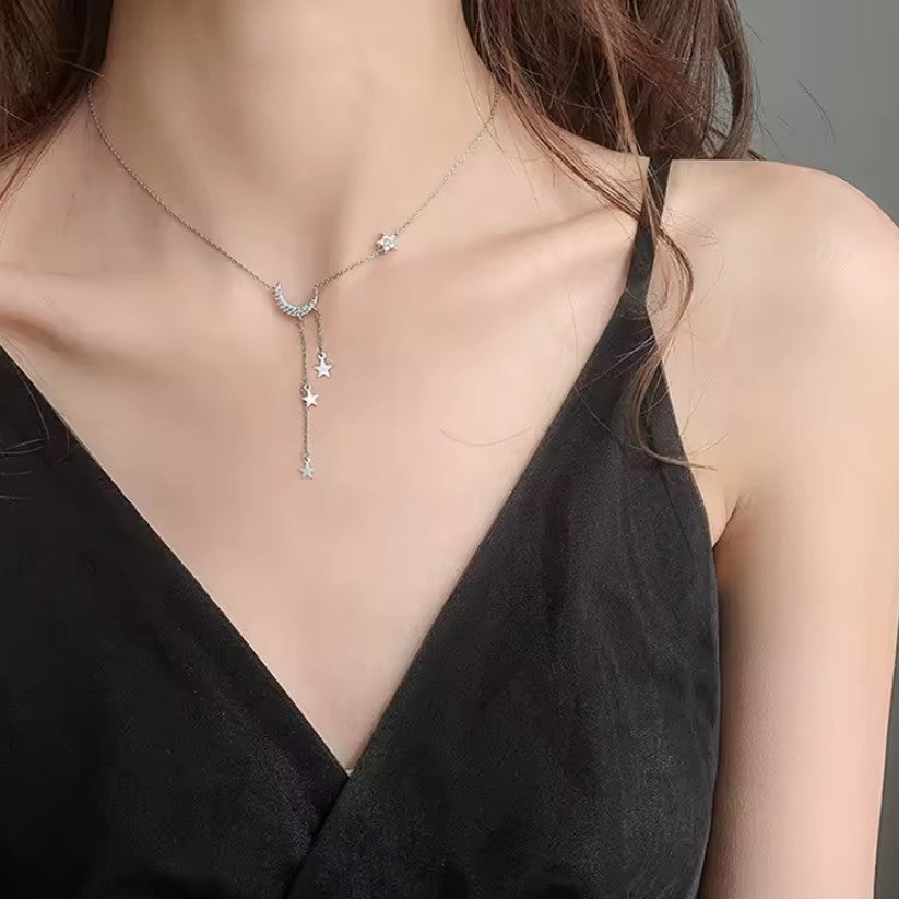 Mondstern-Halskette Anhänger Himmelskörper Frau 