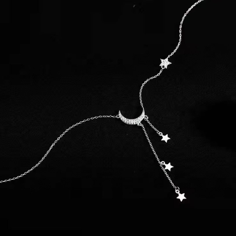 Mondstern-Halskette Anhänger Himmelskörper Frau 