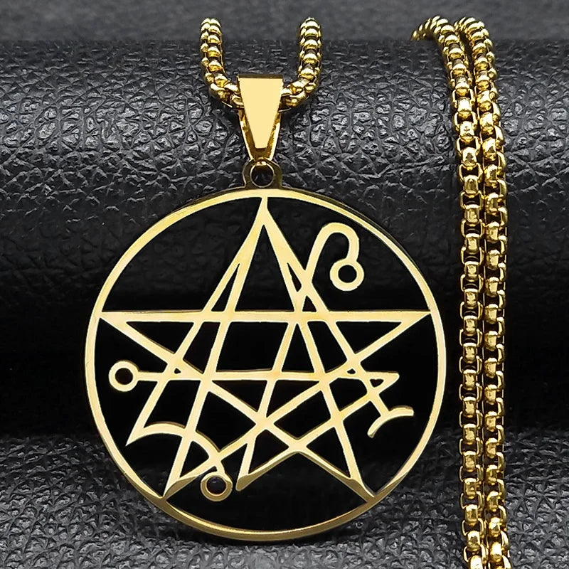 Necronomicon Lovecraft Cthulhu Pendant Necklace gold