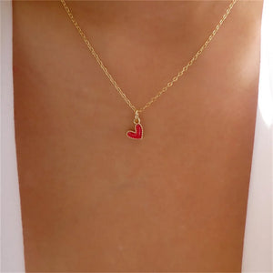 Collier Pendentif Petit Coeur Ras-de-Cou rouge