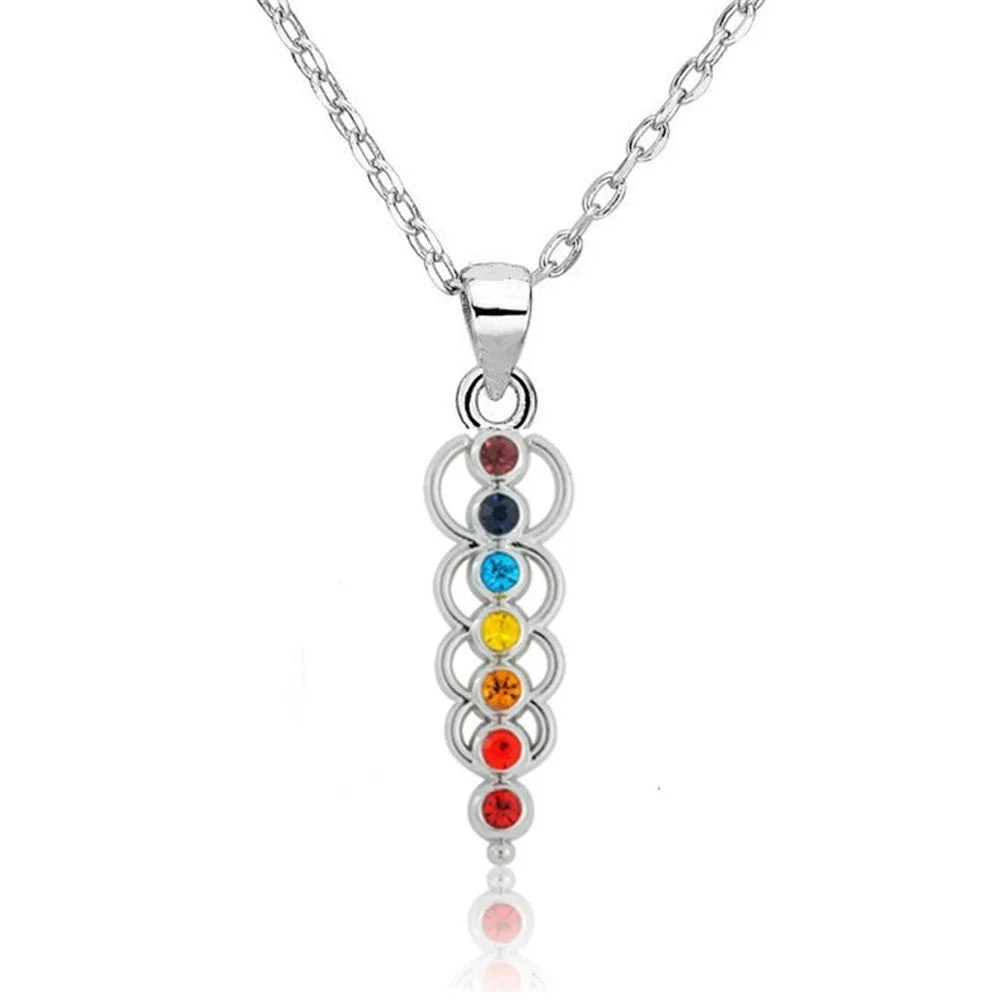 Collier Pendentif Pierres 7 Chakras Femme