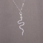 Collier Pendentif Serpent Zircons argent