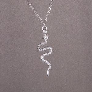 Collier Pendentif Serpent Zircons argent