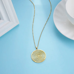 Collier & Pendentif Spirale Géométrique or