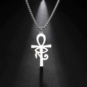 Collier Pendentif Style Egyptien Croix D'Ankh argent