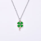 Collier Pendentif Trèfle à 4 Feuilles Vert Porte Bonheur