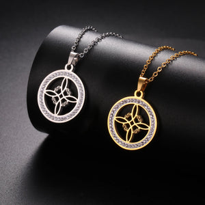 Collier Pendentif Wiccan Noeud de Sorcière Amulette de Protection argent