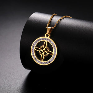 Collier Pendentif Wiccan Noeud de Sorcière Amulette de Protection or