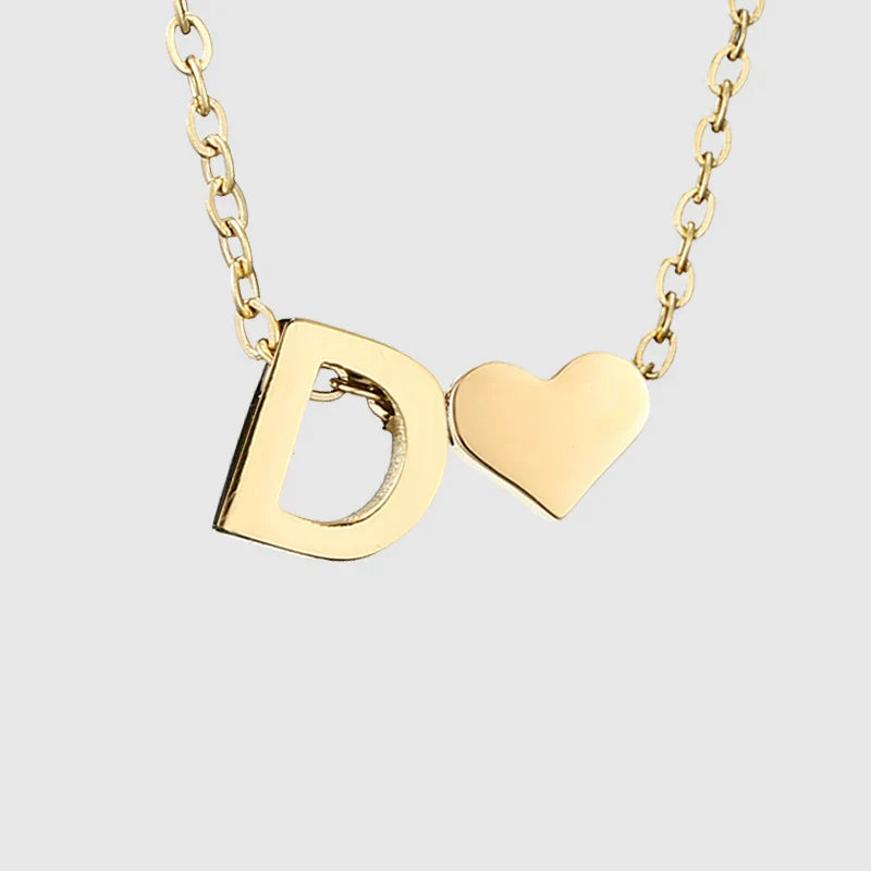 Women's necklace with heart pendant and initial - letter 