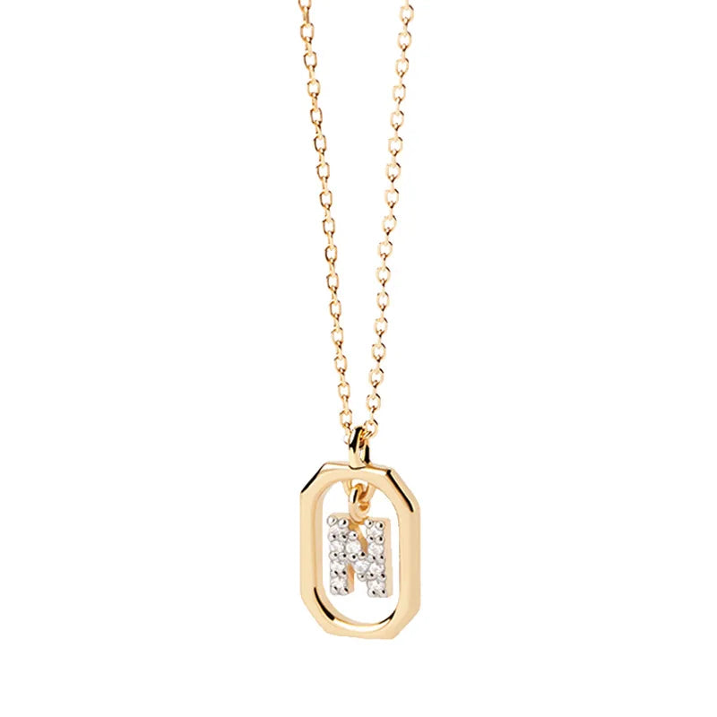 Damen-Halskette mit hexagonalem Initialen-Anhänger n