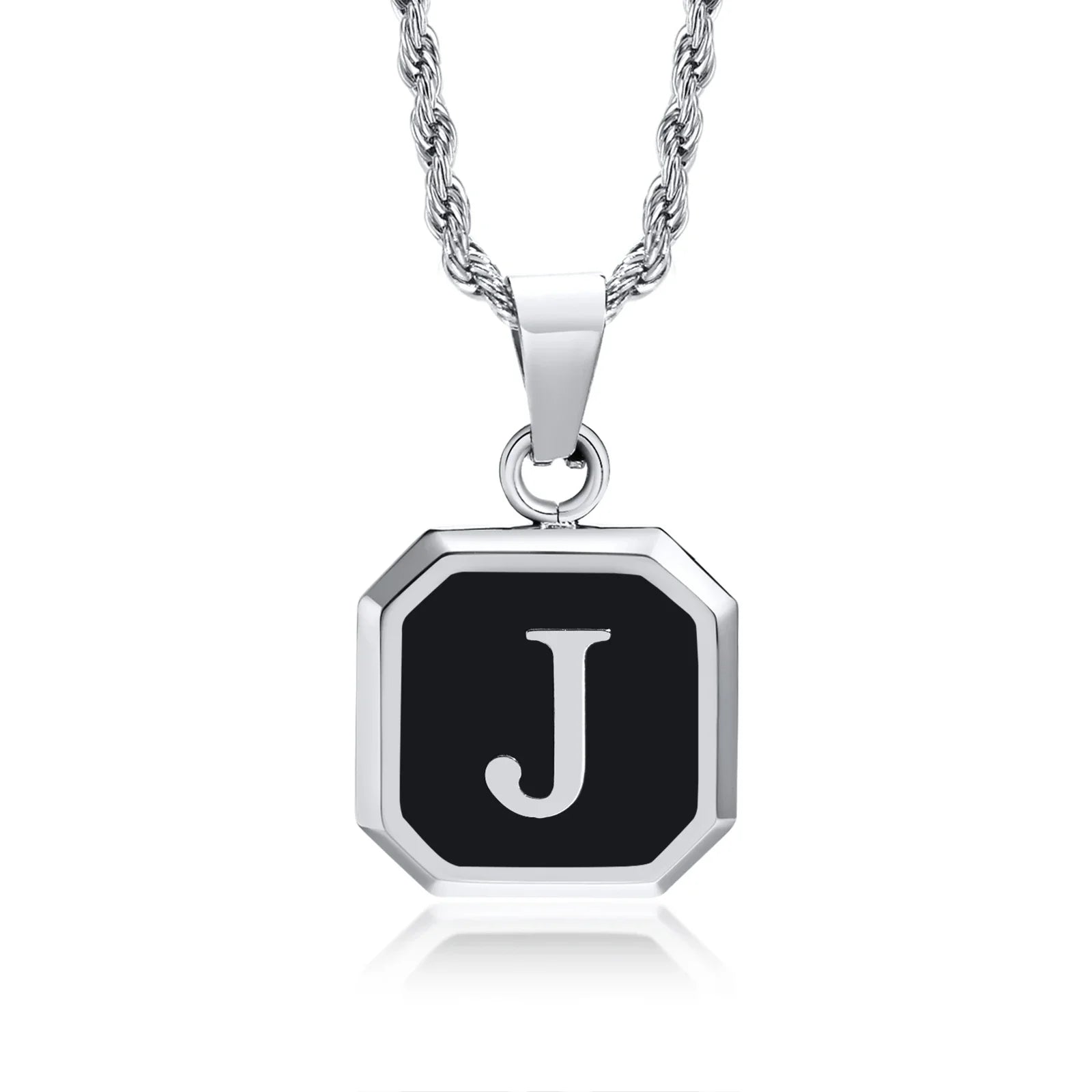 Herrehalssmykke med hexagonalt initialvedhæng j
