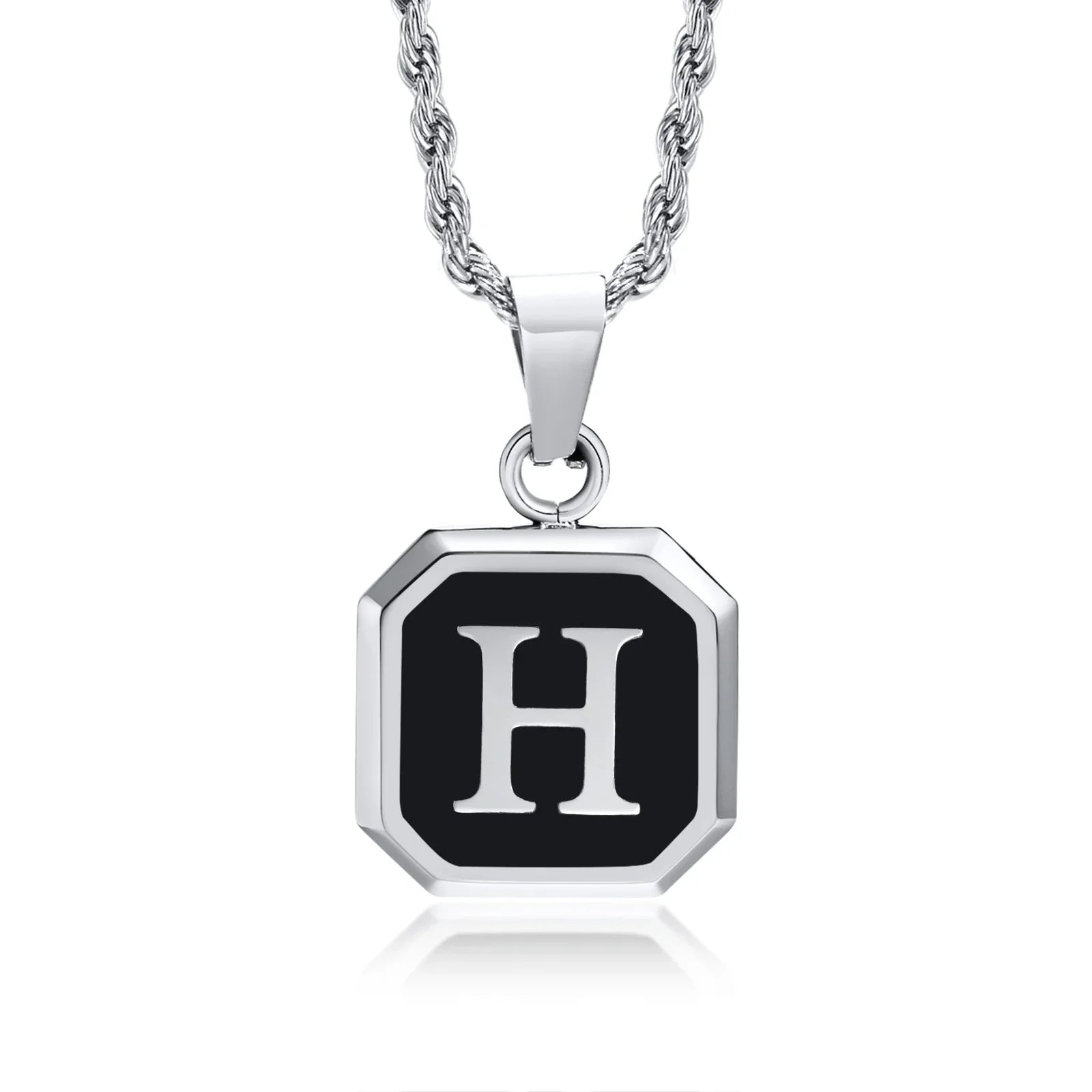 Herrehalssmykke med hexagonalt initialvedhæng h