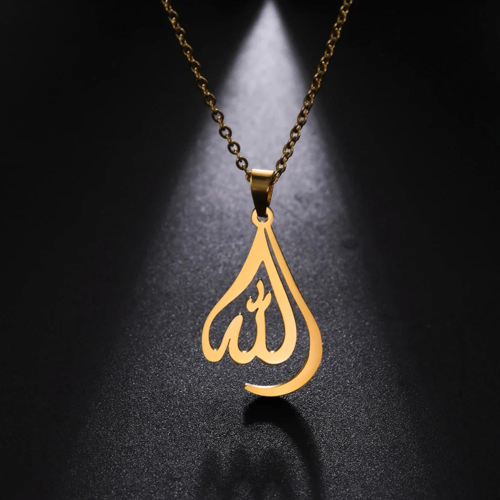 Collana da uomo o donna con ciondolo Allah arabo musulmano islam oro