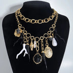 Collana Girocollo con Ciondoli di Corallo e Conchiglie