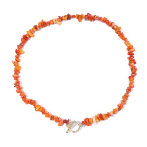 Collier Ras de Cou avec Pendentif en Pierres Naturelles orange