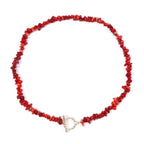 Collana Girocollo con Pendente in Pietre Naturali Corallo rosso