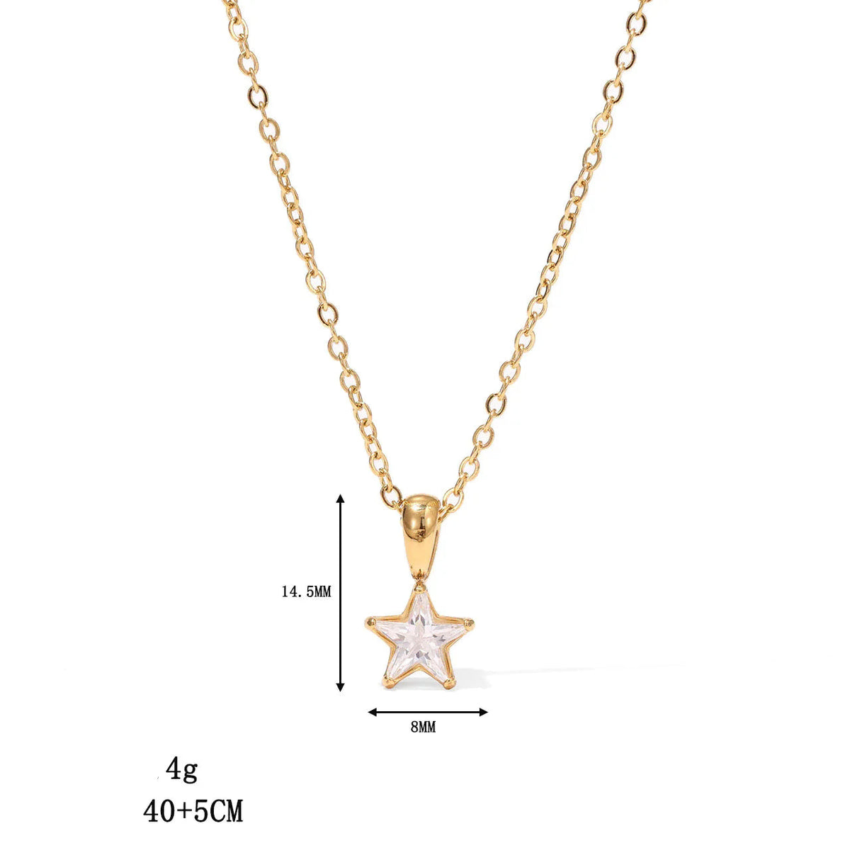 Gold choker necklace with star pendant pavé-set with zirconia