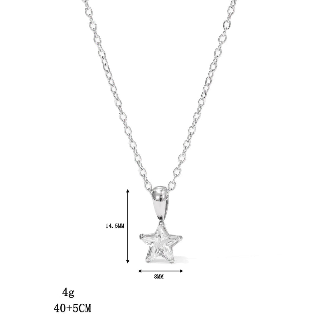 Silver choker necklace with star pendant pavé-set with zirconia
