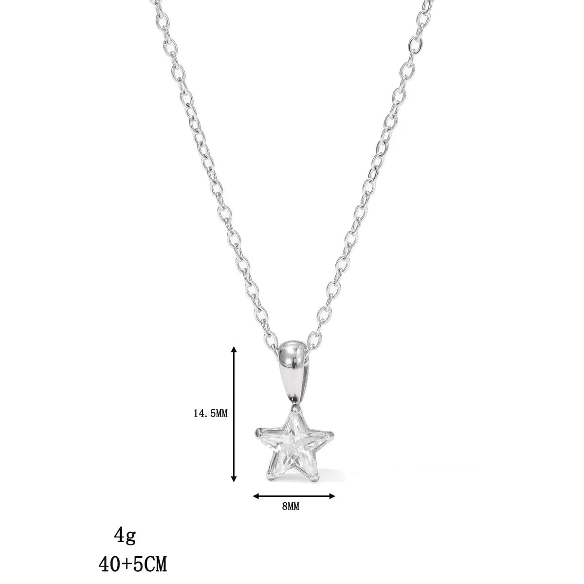 Silver choker necklace with star pendant pavé-set with zirconia