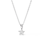 Silver choker necklace with star pendant pavé-set with zirconia