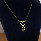 Choker necklace with initial and heart pendant - letter 