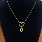 Choker necklace with initial and heart pendant - letter 