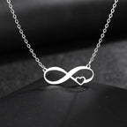 Collier Symbole Infini Pendentif Femme Petit Coeur argent