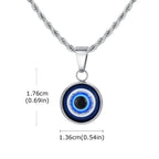 Collier torsadé avec pendentif oeil bleu discret argent