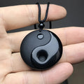 Collier Tressé avec Pendentif en Pierre Obsidienne Noire Yin Yang