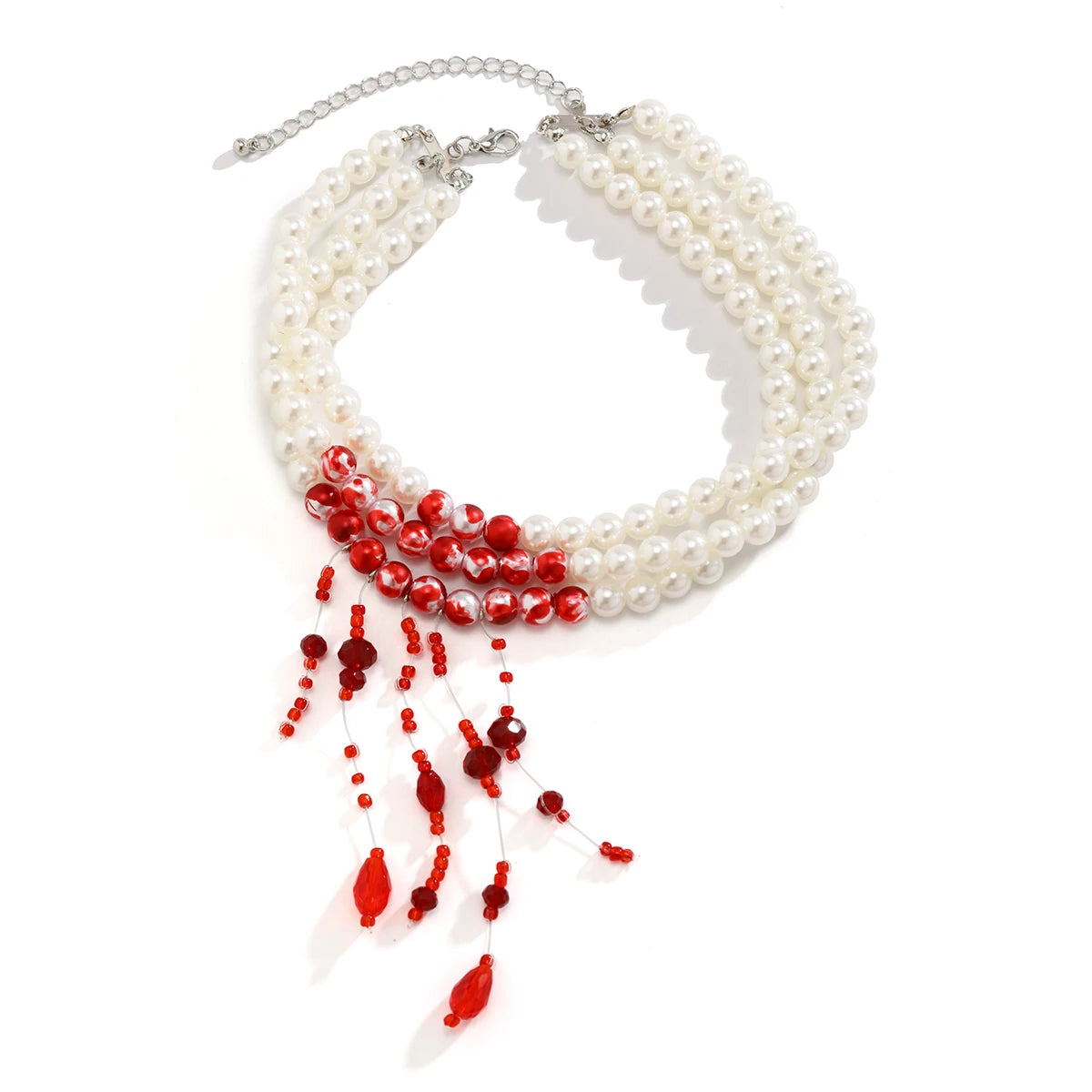 Collana a triplo giro con ciondolo a cascata di perle