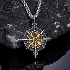 Collier Viking avec Pendentif Compas Vegvisir or
