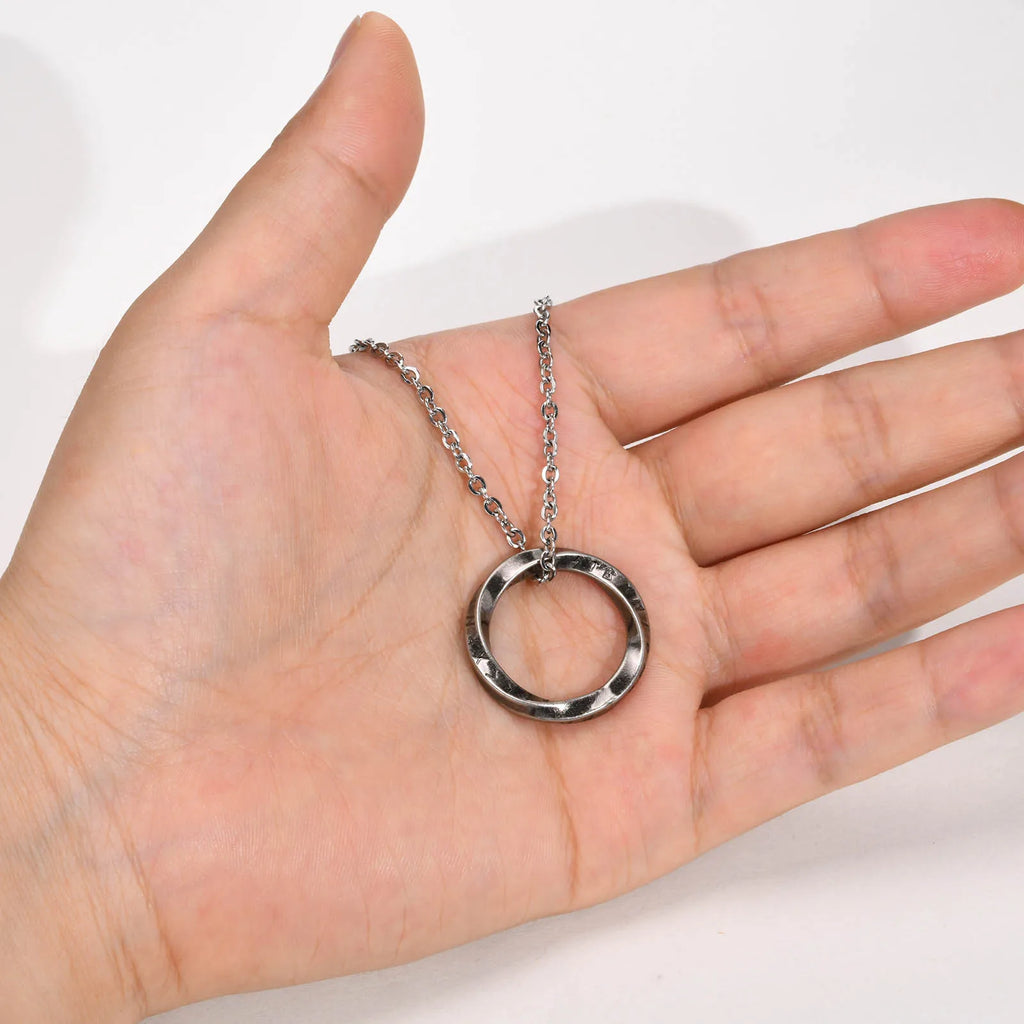 Viking Necklace Round Rune Pendant Steel 23