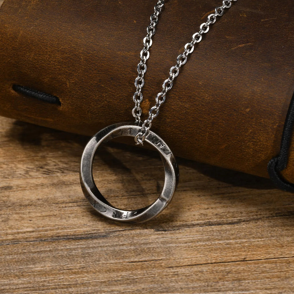 Viking Necklace Round Rune Pendant Steel