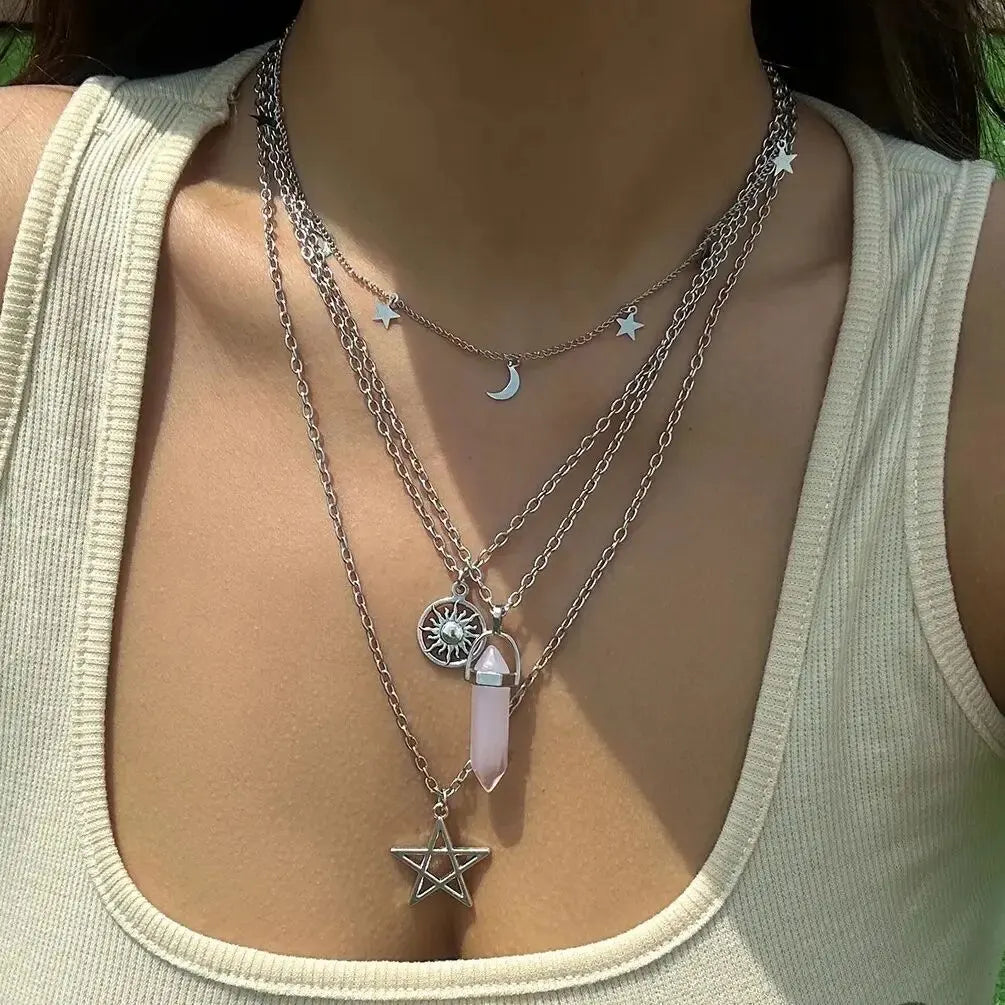 Colliers Pendentifs Quatre Rangs Etoile de David