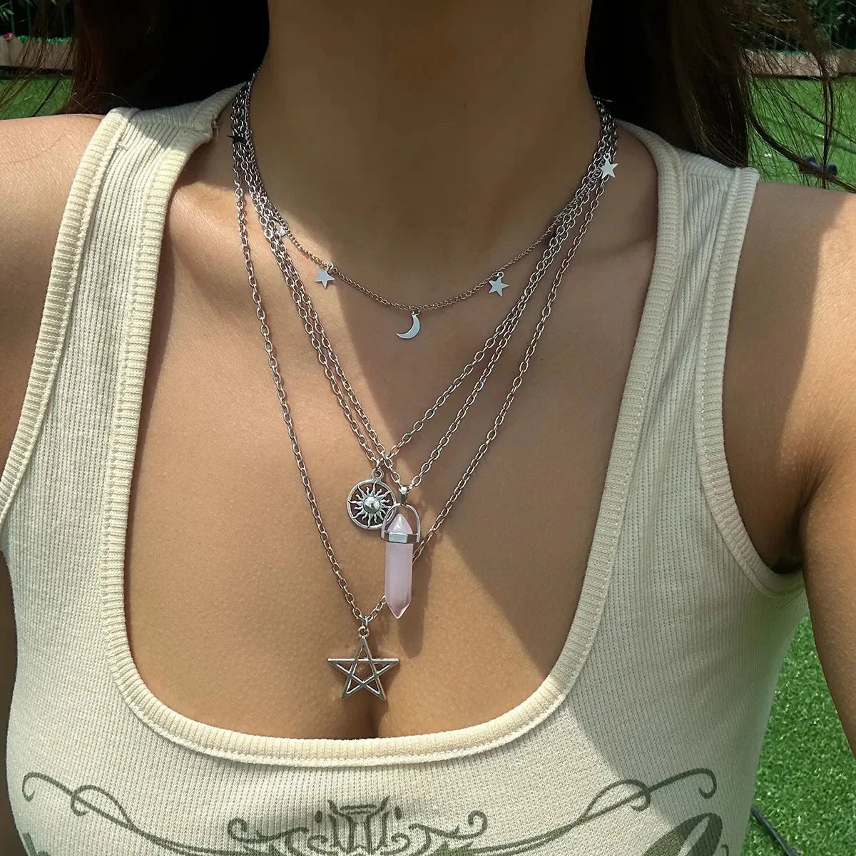 Colliers Pendentifs Quatre Rangs Etoile de David