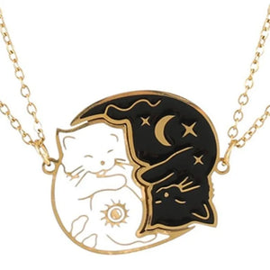 Colliers pour Couples Pendentif Chats Mignons or