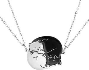 Colliers pour Couples Pendentif Chats Mignons argent